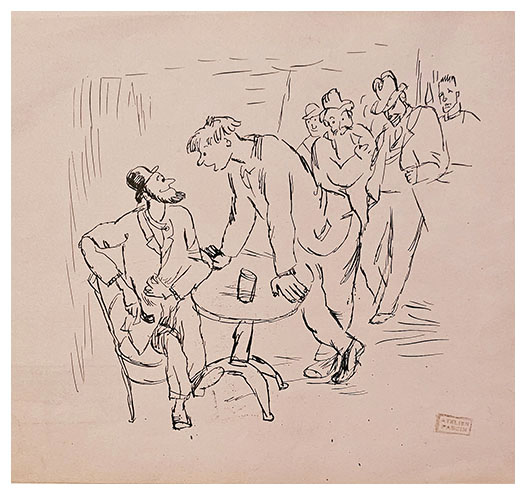 Caf Texas, drawing by Jules PASCIN